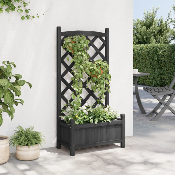 Maer Blumenkasten (sechs) mit schwarzem Rankgitter