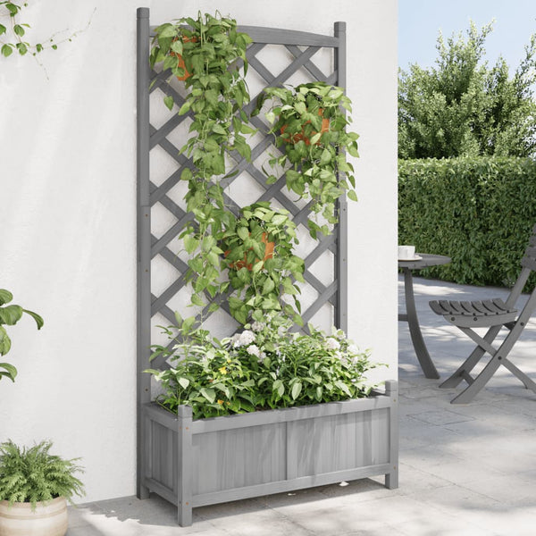 Grauer Blumenkasten Maer mit Spalier (Fichte)