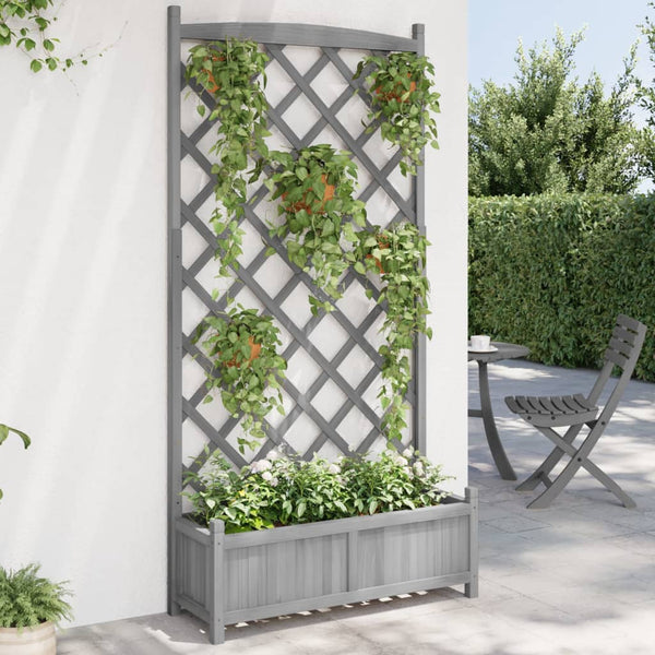 Blumenkasten Maer, grau mit Spalier (Fichte)
