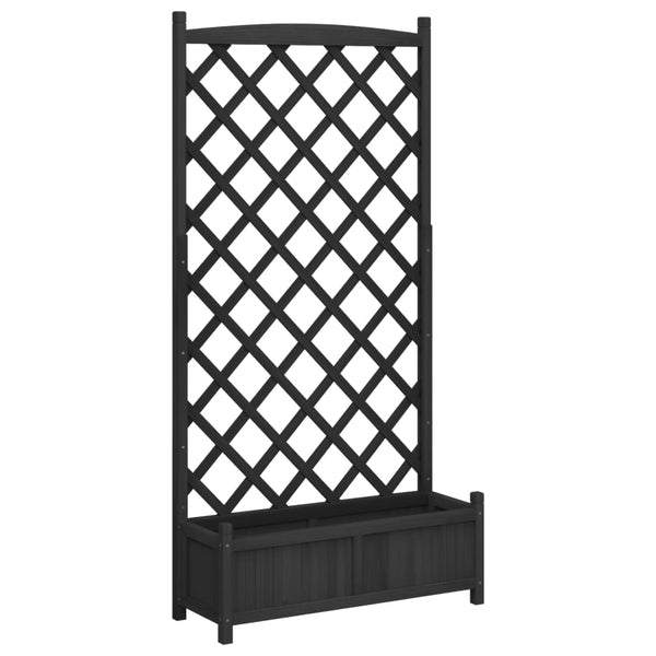 Blumenkasten Maer (sechs) mit Rankgitter in Schwarz