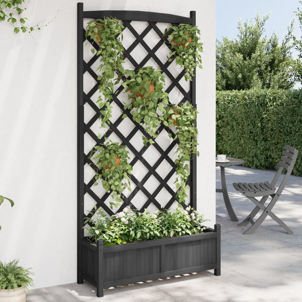 Blumenkasten Maer (sechs) mit Rankgitter in Schwarz