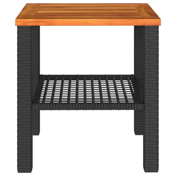 Schwarzer Gartentisch Geler 40x40x42cm (Polyrattan und Akazienholz)