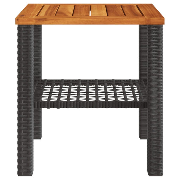 Schwarzer Gartentisch Geler 40x40x42cm (Polyrattan und Akazienholz)
