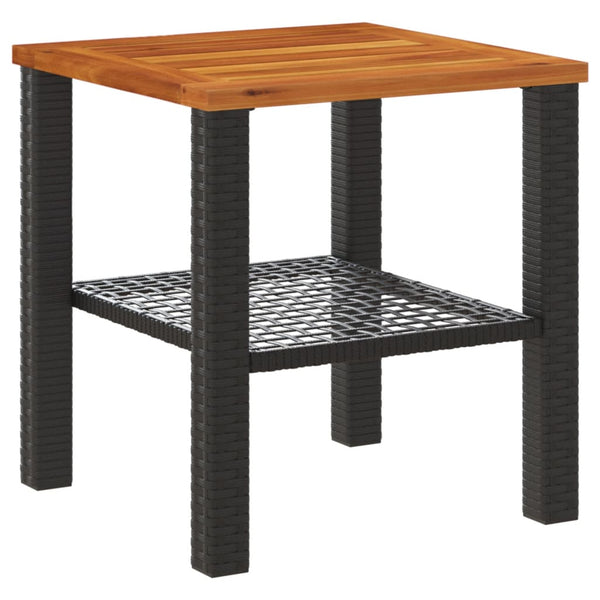 Schwarzer Gartentisch Geler 40x40x42cm (Polyrattan und Akazienholz)