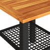Schwarzer Gartentisch Geler 40x40x42cm (Polyrattan und Akazienholz)