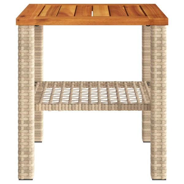 Beiger Gartentisch Geler 40x40x42cm (Polyrattan und Akazienholz)
