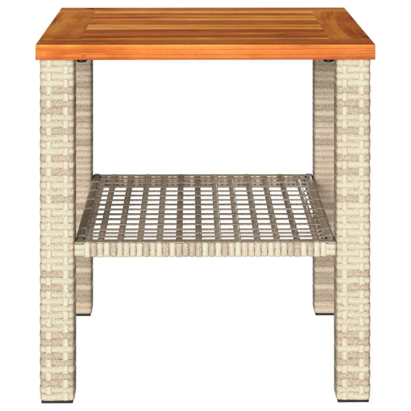 Beiger Gartentisch Geler 40x40x42cm (Polyrattan und Akazienholz)