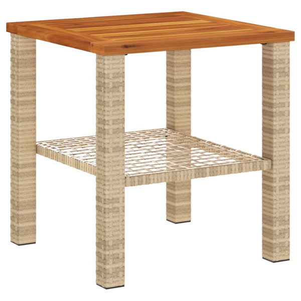 Beiger Gartentisch Geler 40x40x42cm (Polyrattan und Akazienholz)
