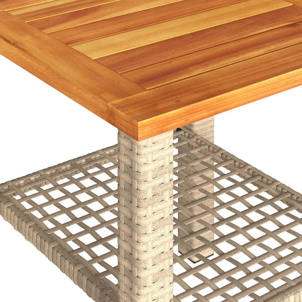Beiger Gartentisch Geler 40x40x42cm (Polyrattan und Akazienholz)