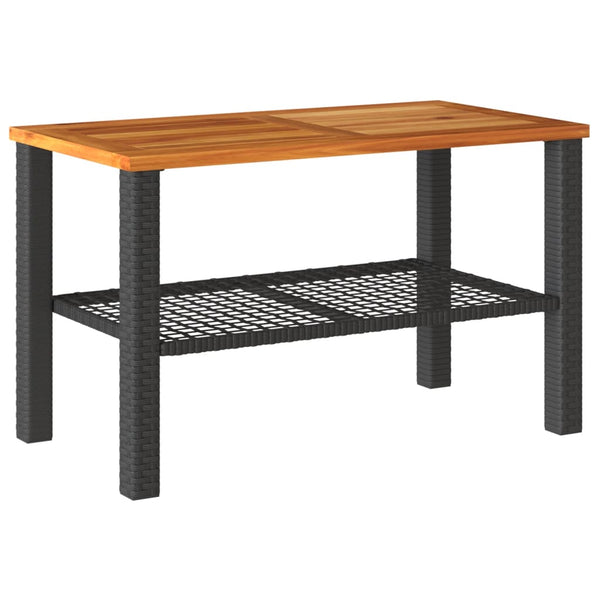 Gartentisch Geler 70x38x42cm (Polyrattan und Akazienholz), schwarz