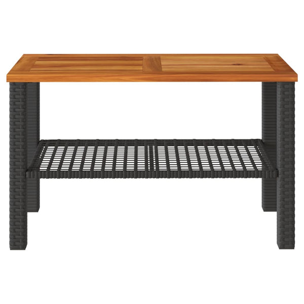 Gartentisch Geler 70x38x42cm (Polyrattan und Akazienholz), schwarz