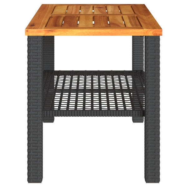 Gartentisch Geler 70x38x42cm (Polyrattan und Akazienholz), schwarz