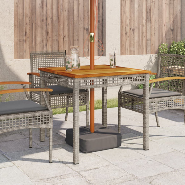 Grauer Gartentisch Geler 80x80x75cm (Polyrattan und Akazienholz)