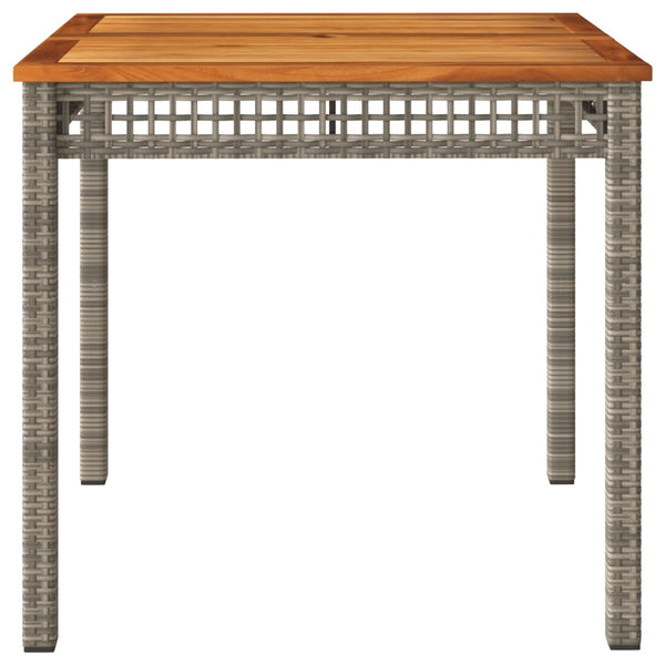 Grauer Gartentisch Geler 80x80x75cm (Polyrattan und Akazienholz)