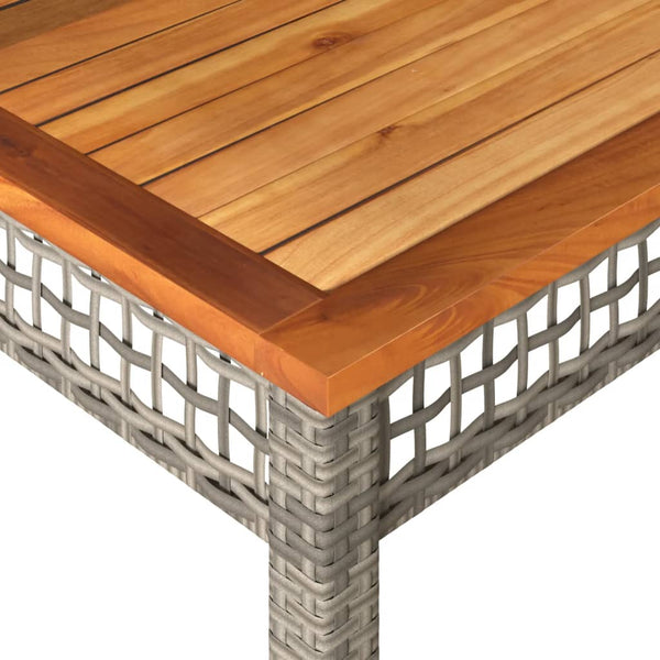 Grauer Gartentisch Geler 80x80x75cm (Polyrattan und Akazienholz)