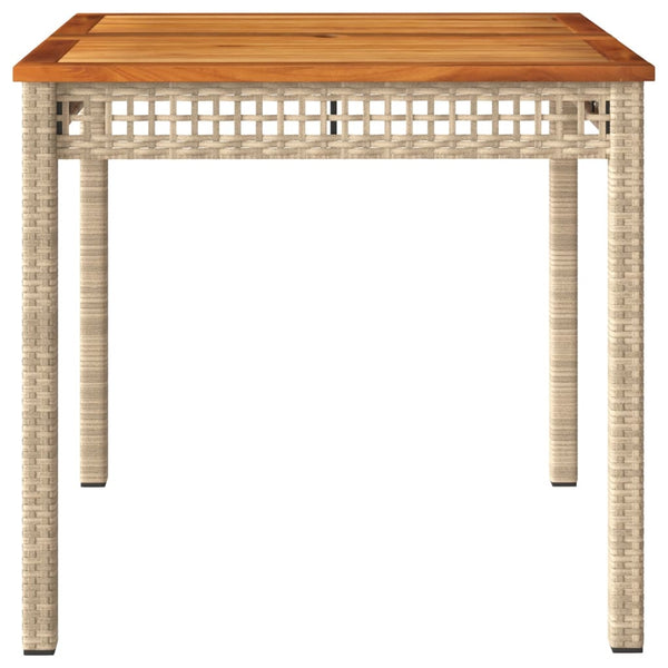 Beiger Gartentisch Geler 80x80x75cm (Polyrattan und Akazienholz)