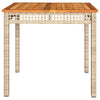 Beiger Gartentisch Geler 80x80x75cm (Polyrattan und Akazienholz)
