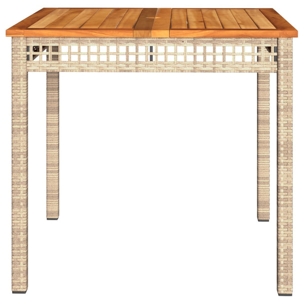 Beiger Gartentisch Geler 80x80x75cm (Polyrattan und Akazienholz)