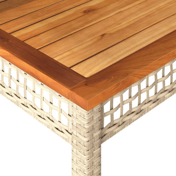 Beiger Gartentisch Geler 80x80x75cm (Polyrattan und Akazienholz)