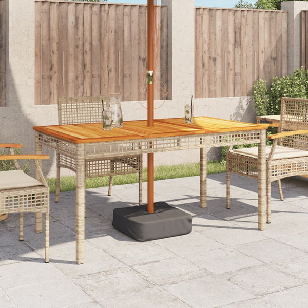 Beiger Gartentisch Geler 140x80x75cm (Polyrattan und Akazienholz)