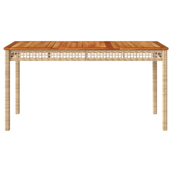 Beiger Gartentisch Geler 140x80x75cm (Polyrattan und Akazienholz)