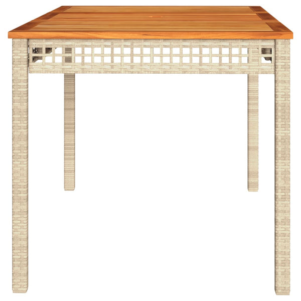 Beiger Gartentisch Geler 140x80x75cm (Polyrattan und Akazienholz)