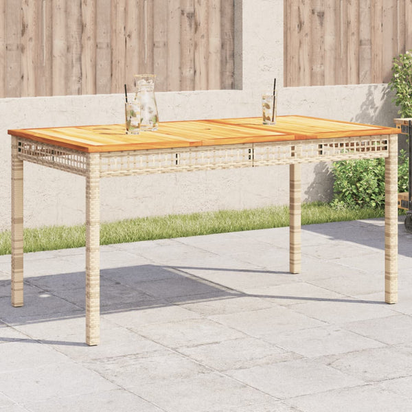 Beiger Gartentisch Geler 140x80x75cm (Polyrattan und Akazienholz)