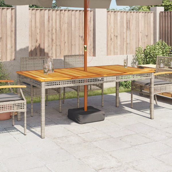 Gartentisch Geler Grau 180x90x75cm (Polyrattan und Akazienholz)