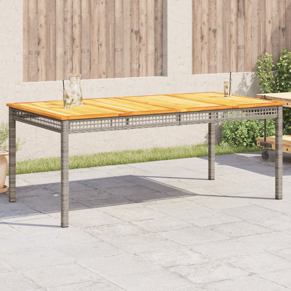 Gartentisch Geler Grau 180x90x75cm (Polyrattan und Akazienholz)
