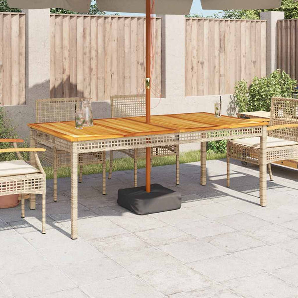 Beiger Gartentisch Geler 180x90x75cm (Polyrattan und Akazienholz)