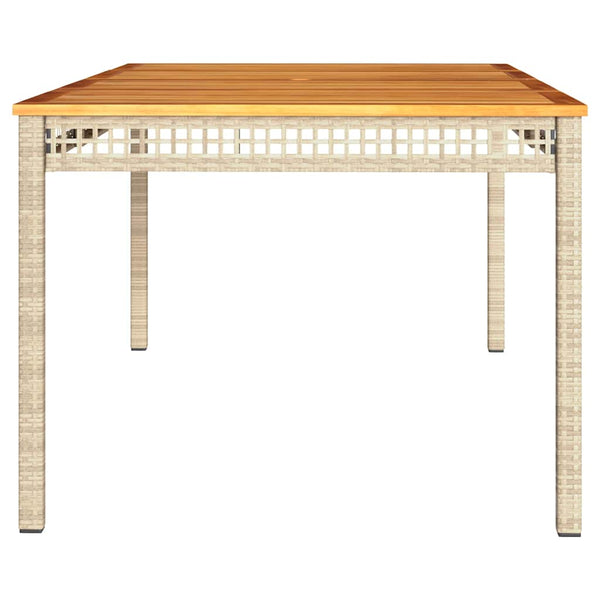 Beiger Gartentisch Geler 180x90x75cm (Polyrattan und Akazienholz)