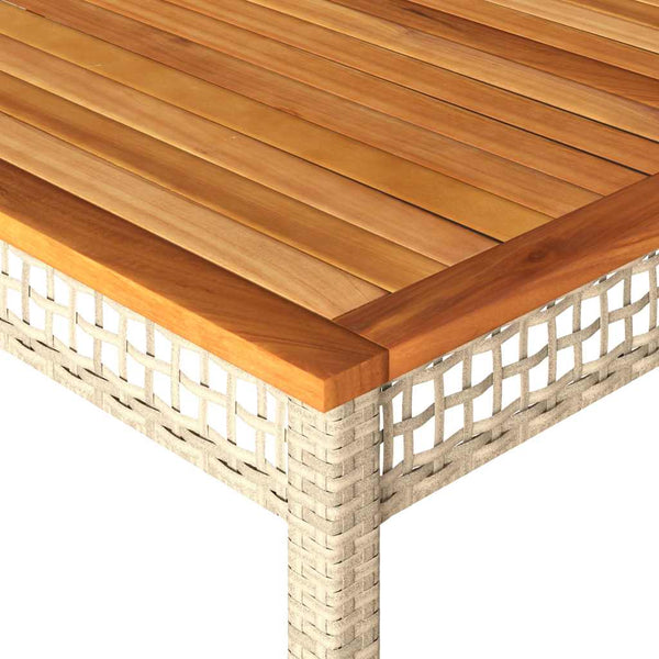 Beiger Gartentisch Geler 180x90x75cm (Polyrattan und Akazienholz)