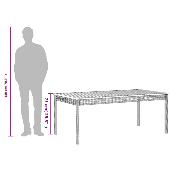 Beiger Gartentisch Geler 180x90x75cm (Polyrattan und Akazienholz)