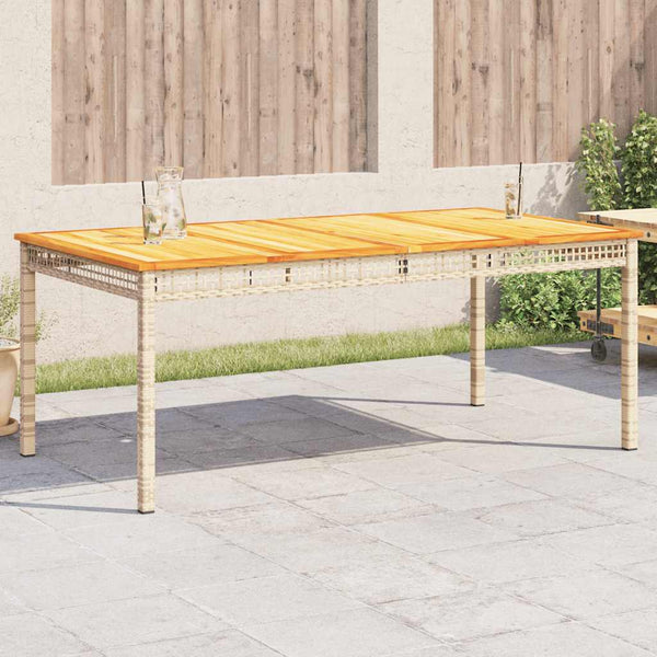 Beiger Gartentisch Geler 180x90x75cm (Polyrattan und Akazienholz)