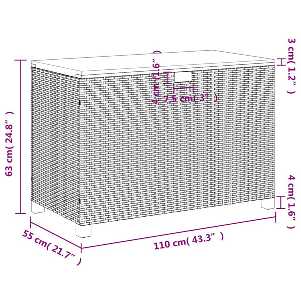 Gartentruhe Osinela 110x55x63cm Grau (Polyrattan)