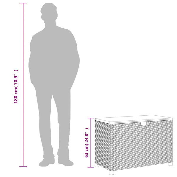 Gartentruhe Osinela 110x55x63cm Grau (Polyrattan)