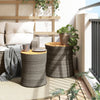 Graue Beistelltische Hilte (2 Stück Tischplatte Holz Polyrattan)