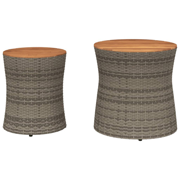 Graue Beistelltische Hilte (2 Stück Tischplatte Holz Polyrattan)