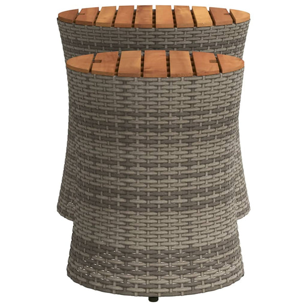 Graue Beistelltische Hilte (2 Stück Tischplatte Holz Polyrattan)