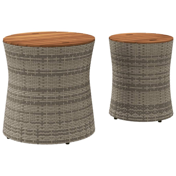Graue Beistelltische Hilte (2 Stück Tischplatte Holz Polyrattan)