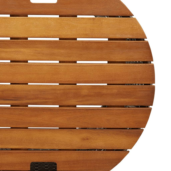 Graue Beistelltische Hilte (2 Stück Tischplatte Holz Polyrattan)