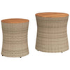 Hilte beige Beistelltische (2 Stück Polyrattan-Tischplatte Holz)