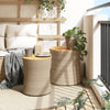 Hilte beige Beistelltische (2 Stück Polyrattan-Tischplatte Holz)