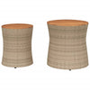 Hilte beige Beistelltische (2 Stück Polyrattan-Tischplatte Holz)