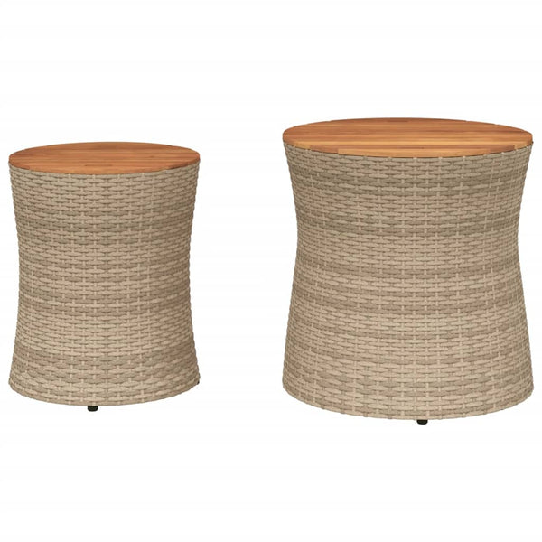Hilte beige Beistelltische (2 Stück Polyrattan-Tischplatte Holz)