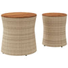 Hilte beige Beistelltische (2 Stück Polyrattan-Tischplatte Holz)