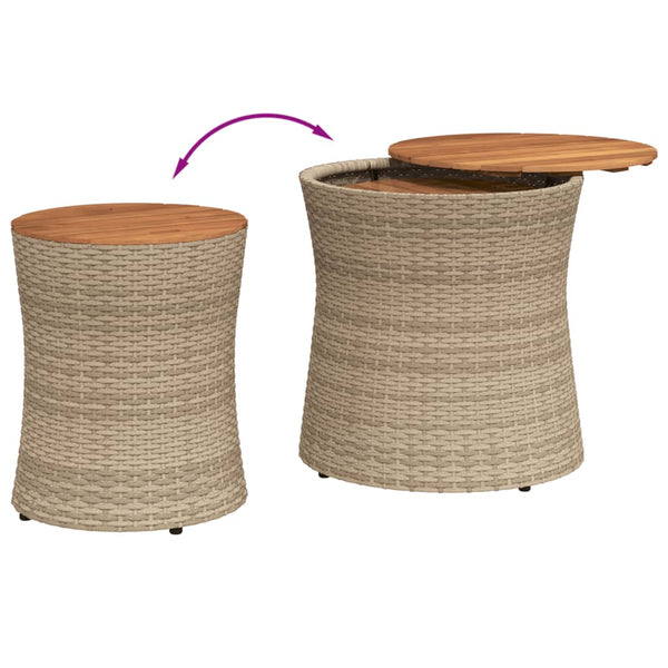 Hilte beige Beistelltische (2 Stück Polyrattan-Tischplatte Holz)
