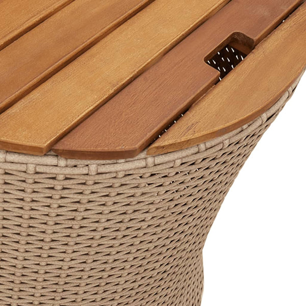 Hilte beige Beistelltische (2 Stück Polyrattan-Tischplatte Holz)