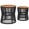 Schwarzer Hilte Beistelltisch (2-teilige Holzplatte Polyrattan)
