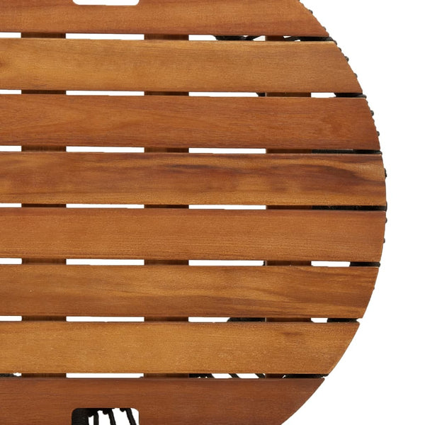 Schwarzer Hilte Beistelltisch (2-teilige Holzplatte Polyrattan)